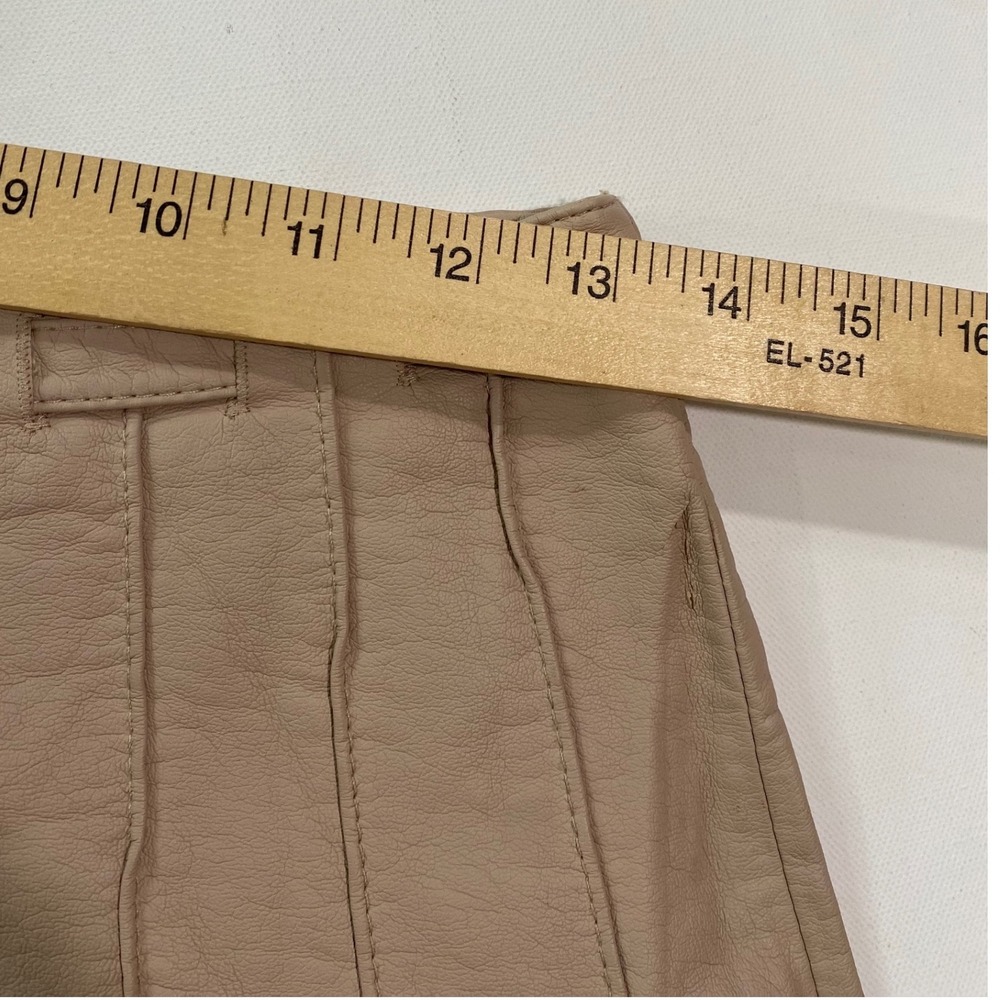 Free People Skirt Vegan Leather Beige Button Front A-Line Skirt Size 4 - Picture 5 of 9
